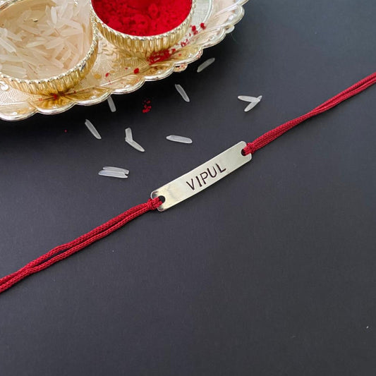 Personalised Engraved Name Bar Rakhi in 925 Sterling Silver