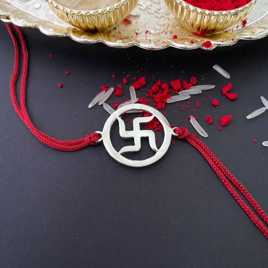 Swastik Rakhi in 925 Sterling Silver