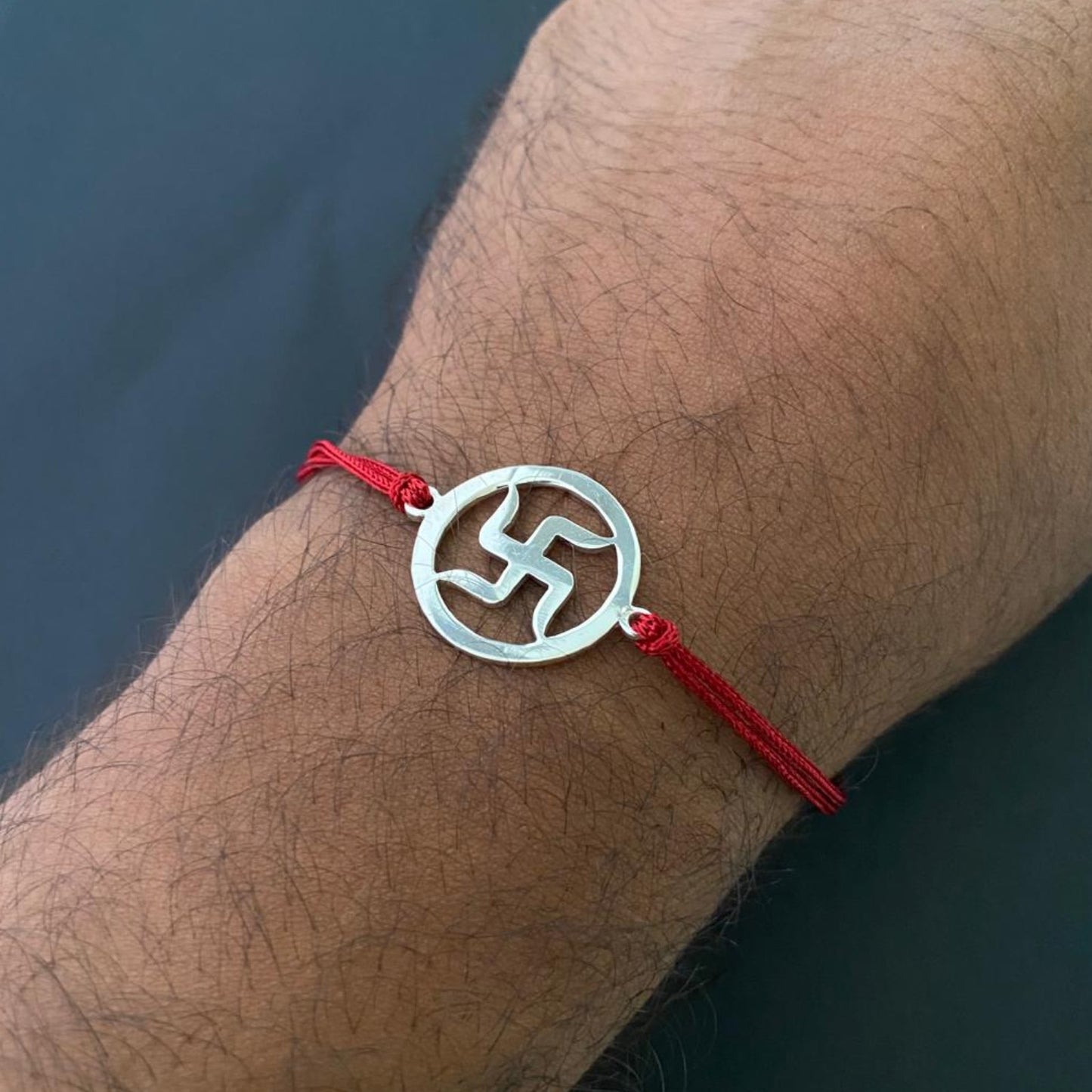 Swastik Rakhi in 925 Sterling Silver