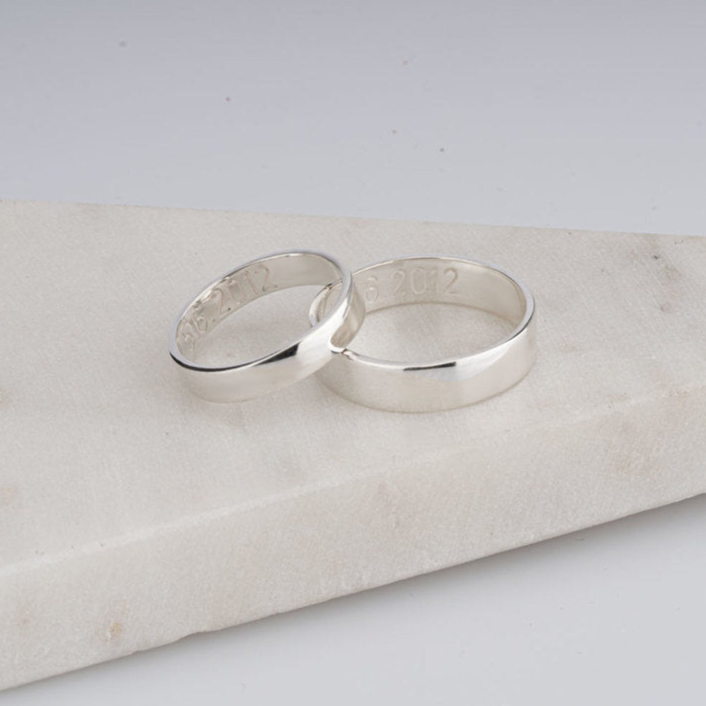 Engraved Rings Set For Couples in 925 Sterling Silver