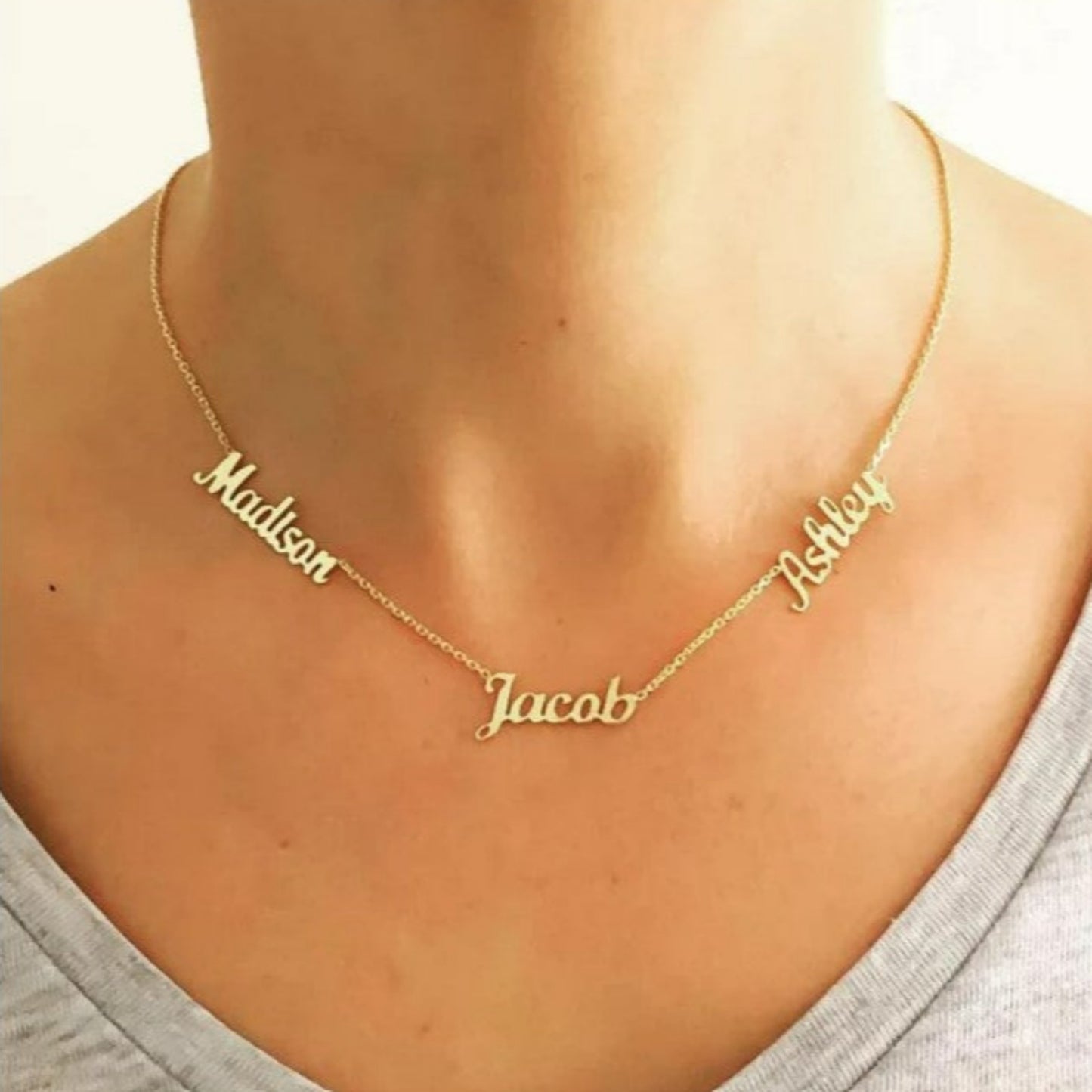 Trio Name Necklace in 92.5 Sterling Silver