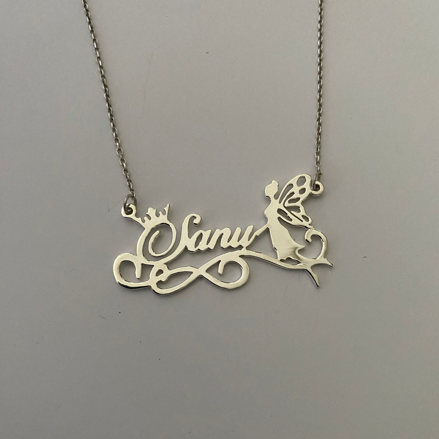 Personalised Angel Name Necklace in 925 sterling silver.