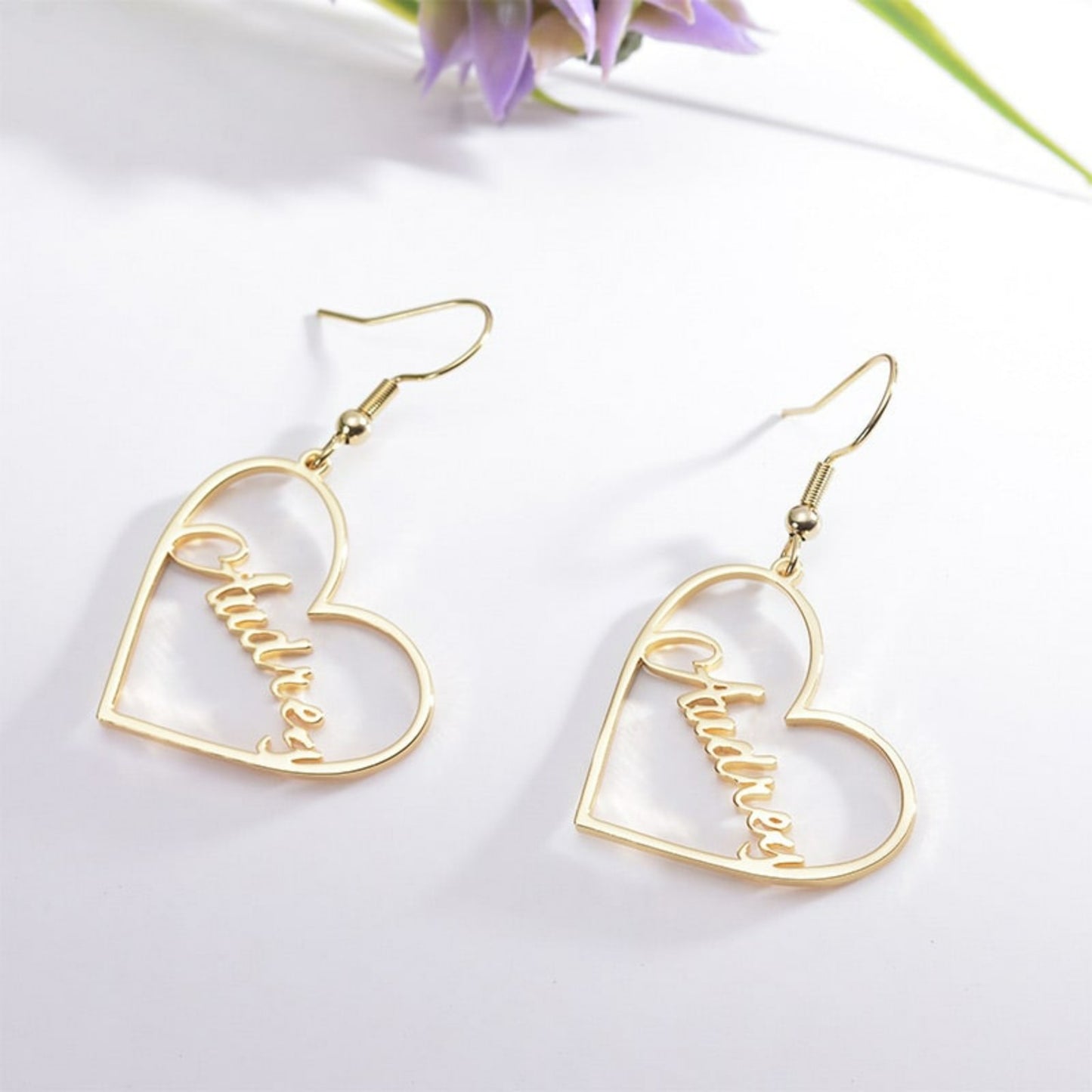 Heart Drop Name Earrings 2