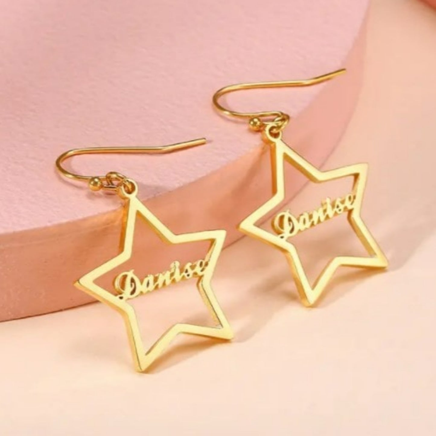 Personalised Star Drop Name Earrings in 92.5 Sterling Silver