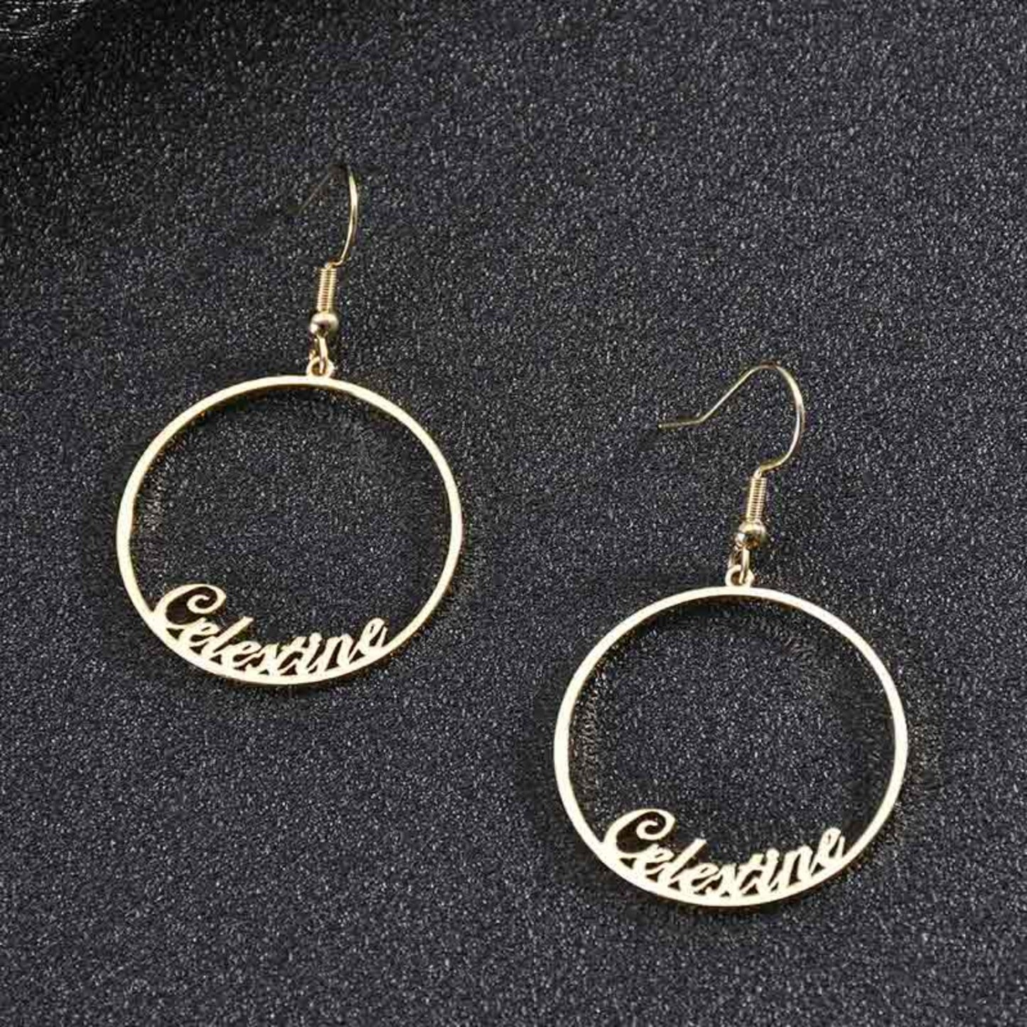 Personalised Round Drop Name Earrings in 92.5 Sterling Silver