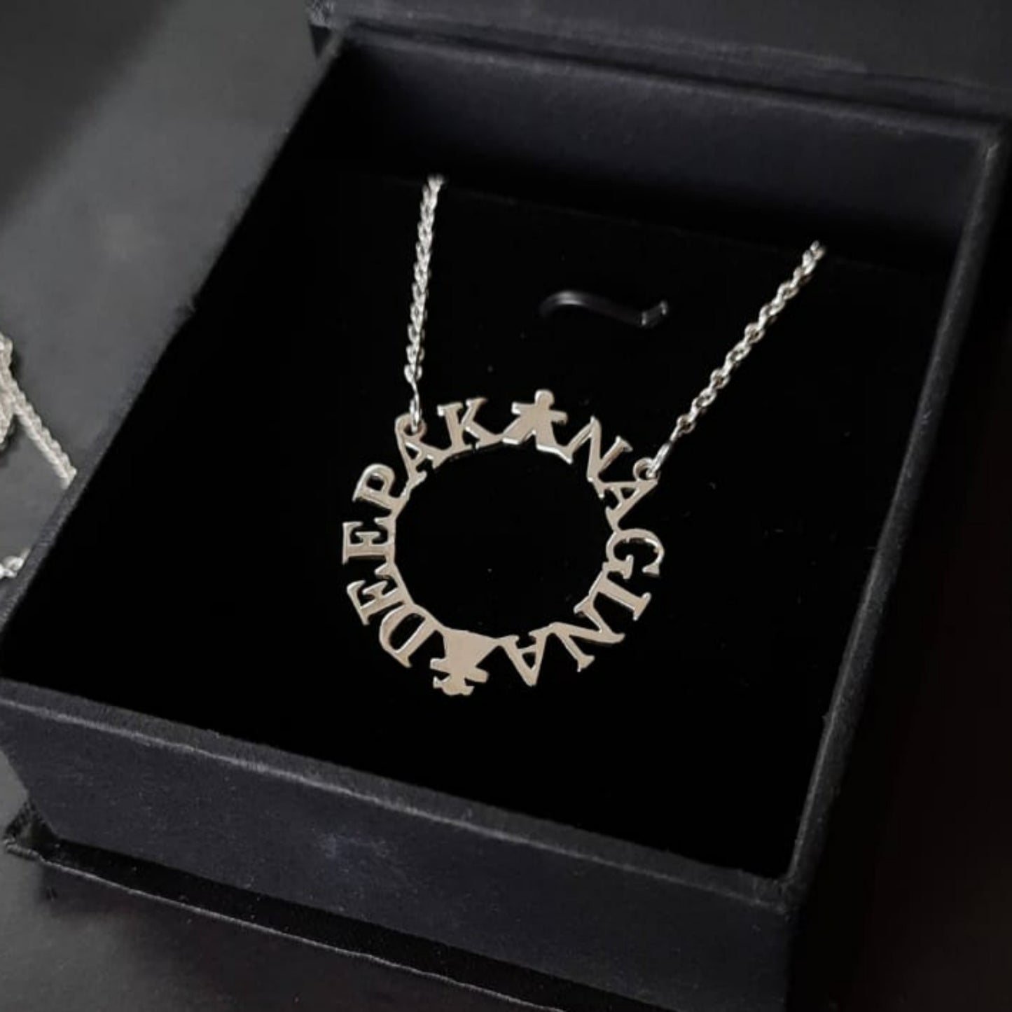 Personalised Circular Couple Name Necklace in 92.5 Sterling Silver